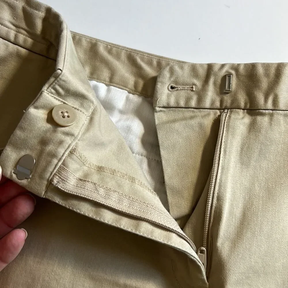 BROOKS BROTHERS Women’s Cotton Tie Waist Rolled Cuff Shorts Tan Size 12